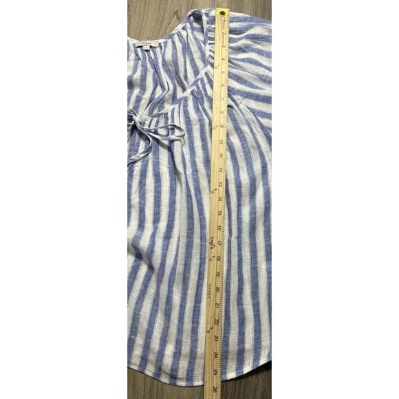 Rails Kristie Stripe Linen Blend Shirt Women's Size Large Balloon Sleeve Blouse - Picture 12 of 15